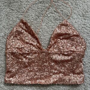 Urban Outfitters Peach Sequin Top